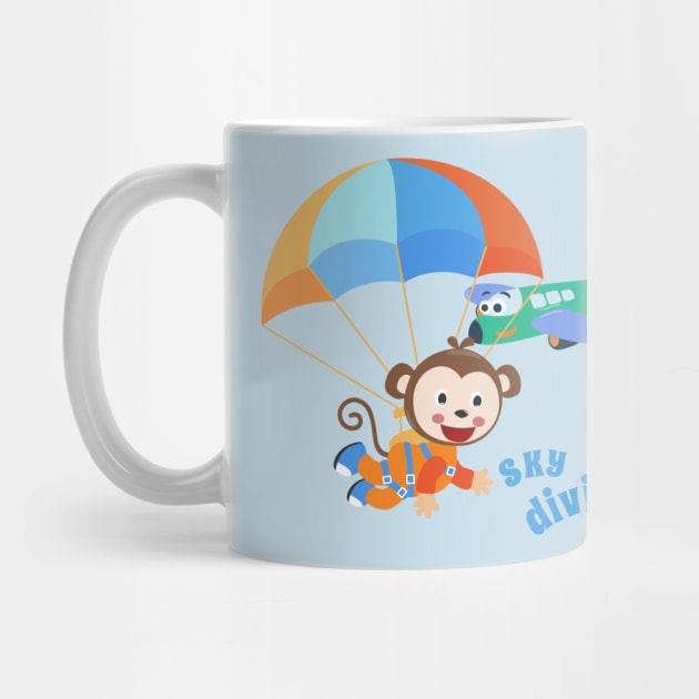 Vector illustration of a cute skydiver . by KIDS APPAREL